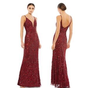 Mac Duggal | 5107 Beaded Embellished Leaf Evening Gown Size 12 NWT